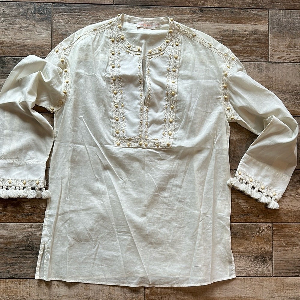 TORY BURCH LIZZIE TASSEL TRIM‎ TUNIC
Size XS